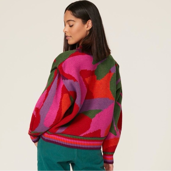 FARM Rio Women's Multicolor Abstract Knit Sweater XS - Picture 2 of 11